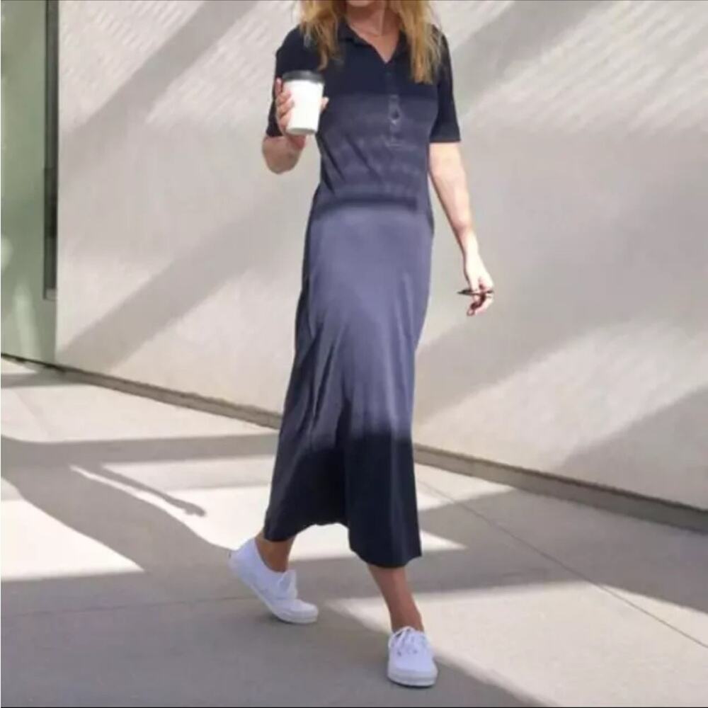 AYR The Scout Midi Dress in Navy Blue Womens XS 100% Pima Cotton NEW